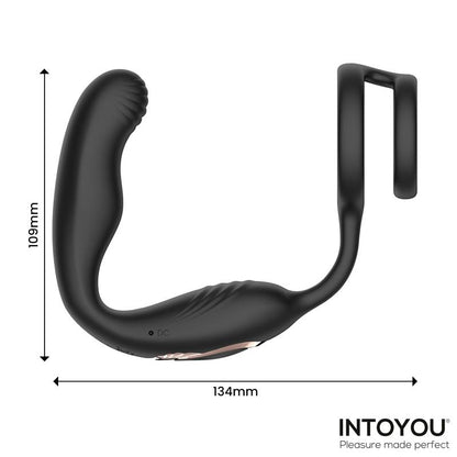 INTOYOU - BRUCE PROSTATE MASSAGER 360º WITH DOUBLE COCKRING WITH VIBRATION