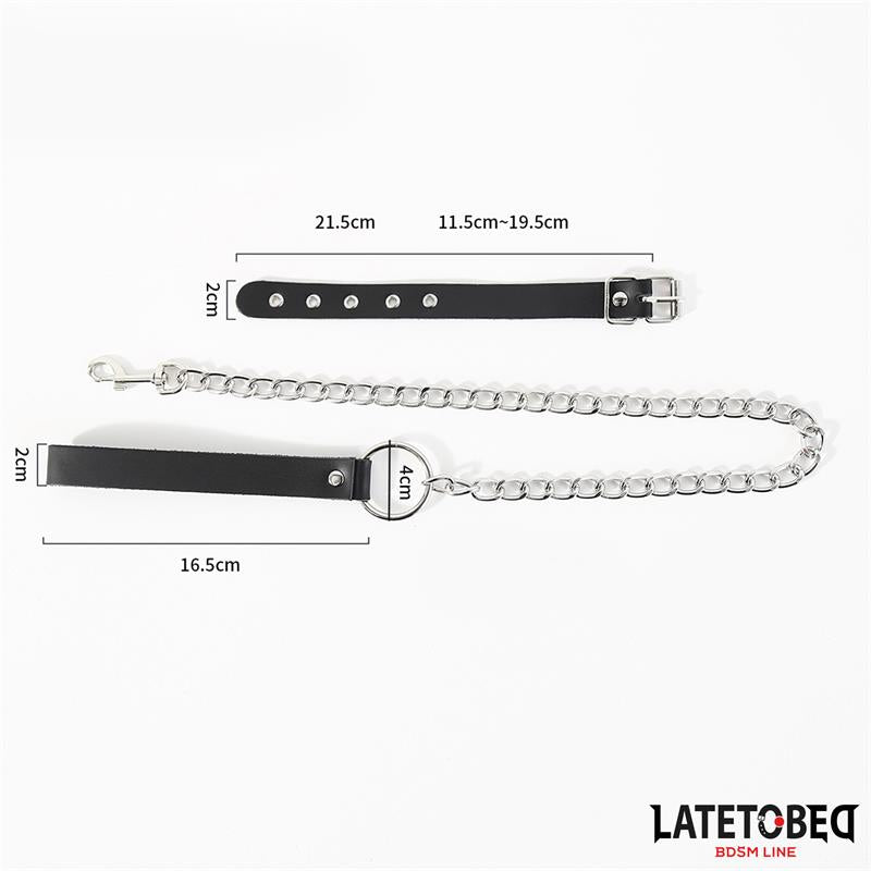 LATETOBED BDSM LINE - BUCKLE FASTENER RING WITH LEASH