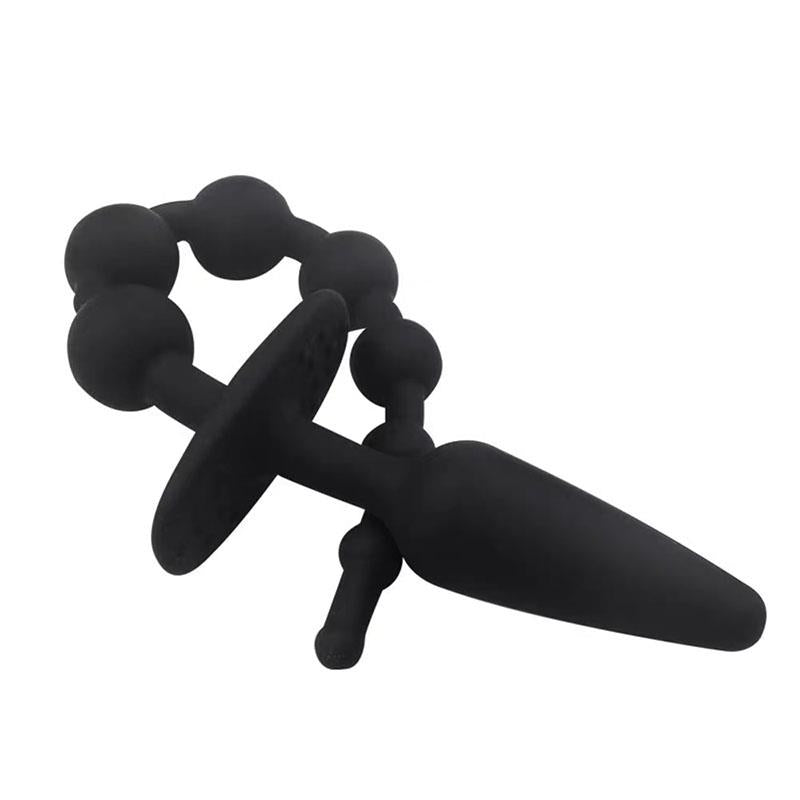 A-GUSTO - BUTT PLUG AND ANAL CHAIN SILICONE BLACK