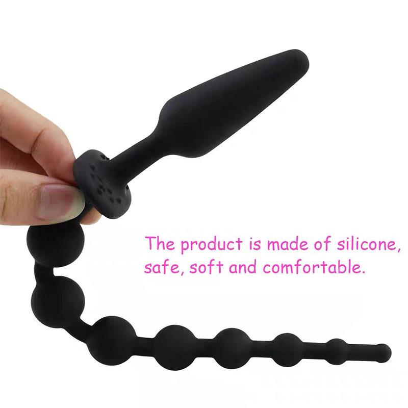 A-GUSTO - BUTT PLUG AND ANAL CHAIN SILICONE BLACK