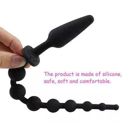A-GUSTO - BUTT PLUG AND ANAL CHAIN SILICONE BLACK