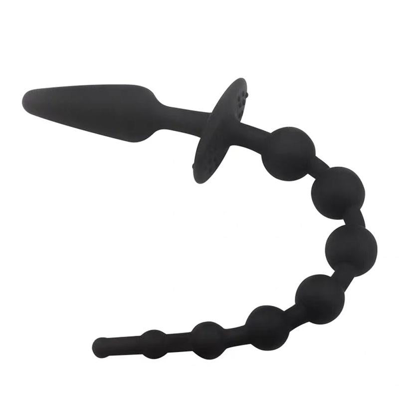A-GUSTO - BUTT PLUG AND ANAL CHAIN SILICONE BLACK