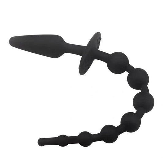 A-GUSTO - BUTT PLUG AND ANAL CHAIN SILICONE BLACK