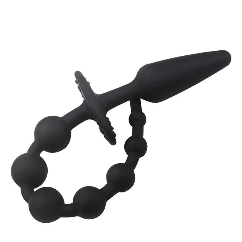 A-GUSTO - BUTT PLUG AND ANAL CHAIN SILICONE BLACK