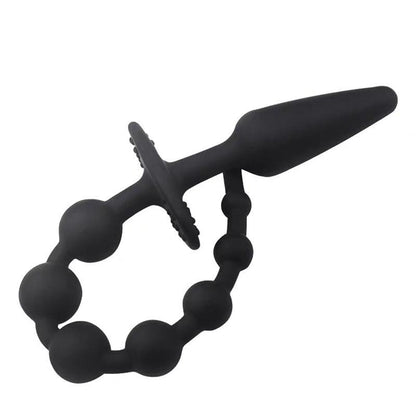 A-GUSTO - BUTT PLUG AND ANAL CHAIN SILICONE BLACK