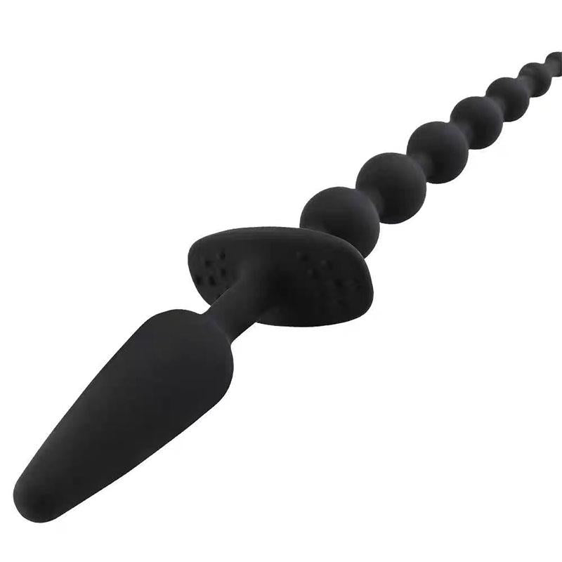 A-GUSTO - BUTT PLUG AND ANAL CHAIN SILICONE BLACK