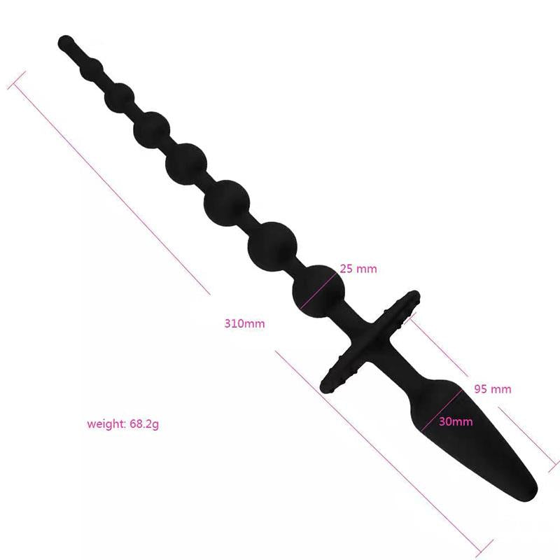 A-GUSTO - BUTT PLUG AND ANAL CHAIN SILICONE BLACK