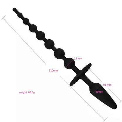 A-GUSTO - BUTT PLUG AND ANAL CHAIN SILICONE BLACK