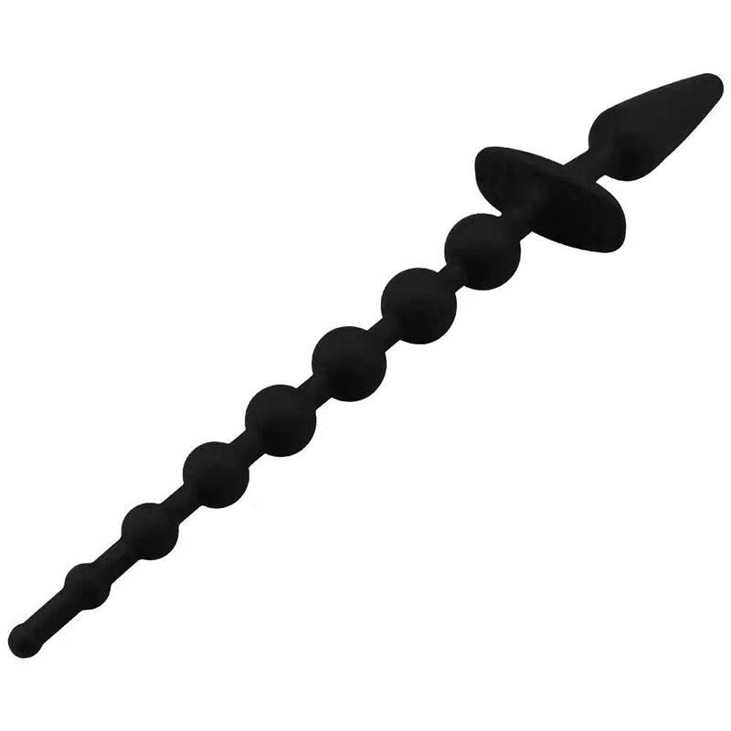 A-GUSTO - BUTT PLUG AND ANAL CHAIN SILICONE BLACK