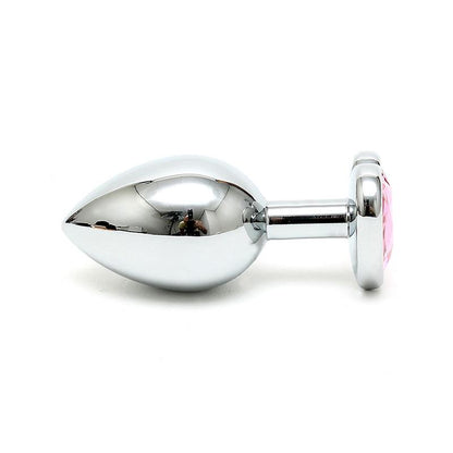 BONDAGE PLAY - BUTT PLUG PLATED STEEL CRYSTAL HEART PINK