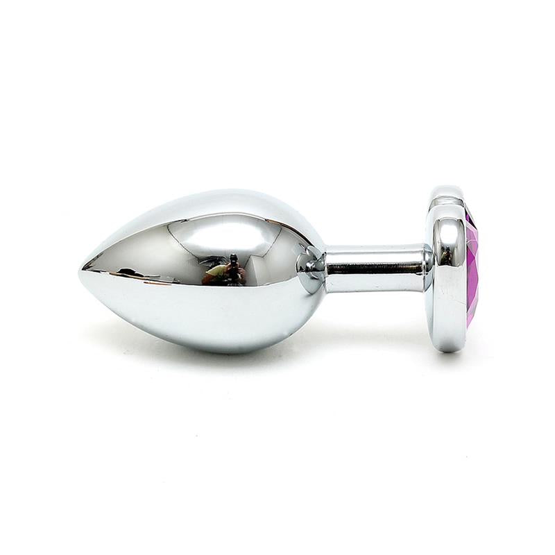 BONDAGE PLAY - BUTT PLUG PLATED STEEL CRYSTAL HEART PURPLE