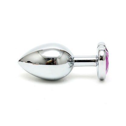 BONDAGE PLAY - BUTT PLUG PLATED STEEL CRYSTAL HEART PURPLE