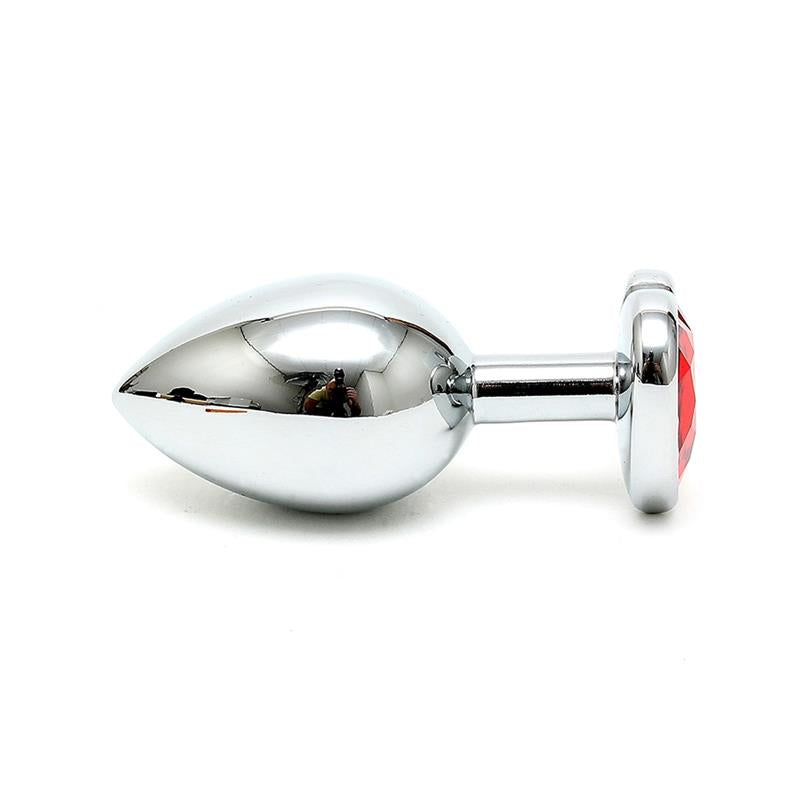 BONDAGE PLAY - BUTT PLUG PLATED STEEL CRYSTAL HEART RED