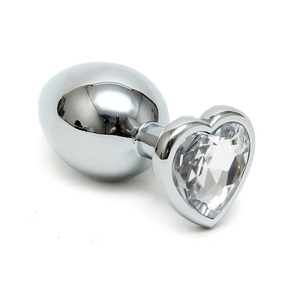 BONDAGE PLAY - BUTT PLUG PLATED STEEL CRYSTAL HEART TRANSPARENT