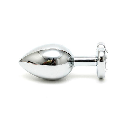 BONDAGE PLAY - BUTT PLUG PLATED STEEL CRYSTAL HEART TRANSPARENT