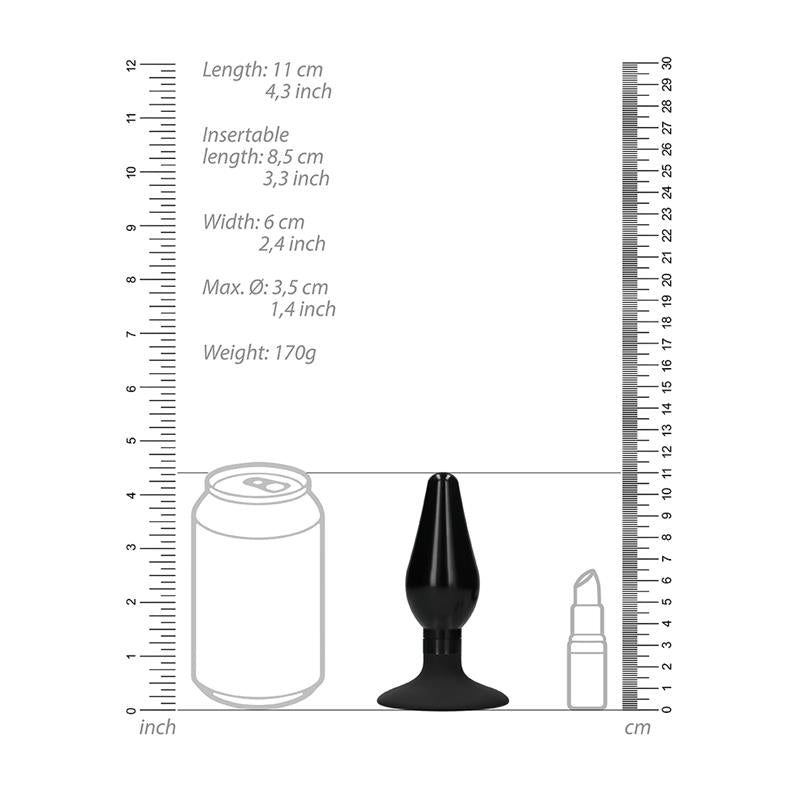 ¡AY! - SET DE TAPONES ANALES GRANDES CON PUNTA Y VENTOSA NEGRO