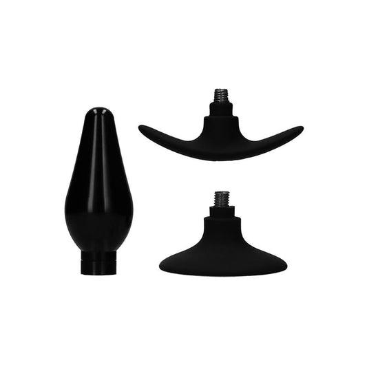 OUCH! - BUTT PLUG SET POINTED LARGE SUCTION CUP BLACK