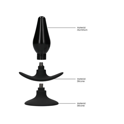 OUCH! - BUTT PLUG SET POINTED LARGE SUCTION CUP BLACK