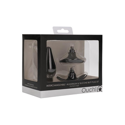 OUCH! - BUTT PLUG SET POINTED LARGE SUCTION CUP BLACK