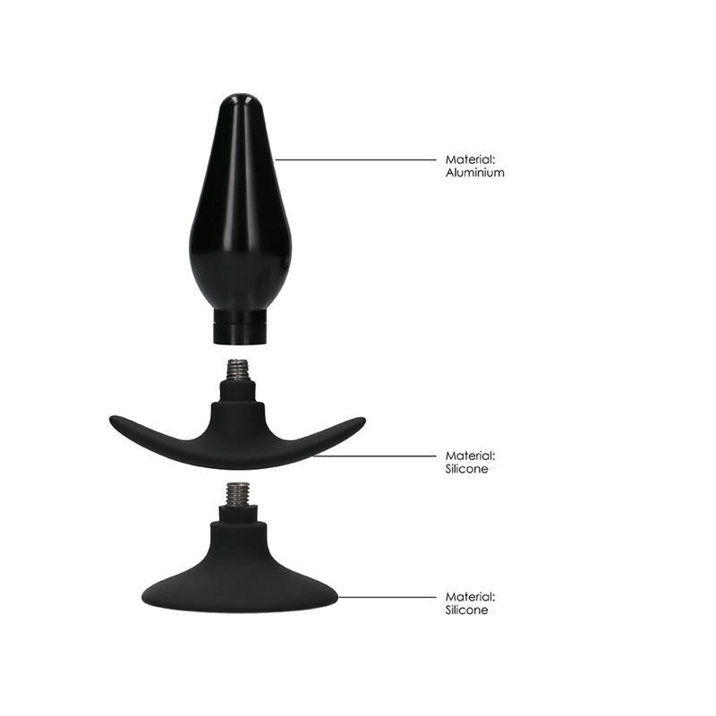 OUCH! - BUTT PLUG SET POINTED LARGE SUCTION CUP BLACK