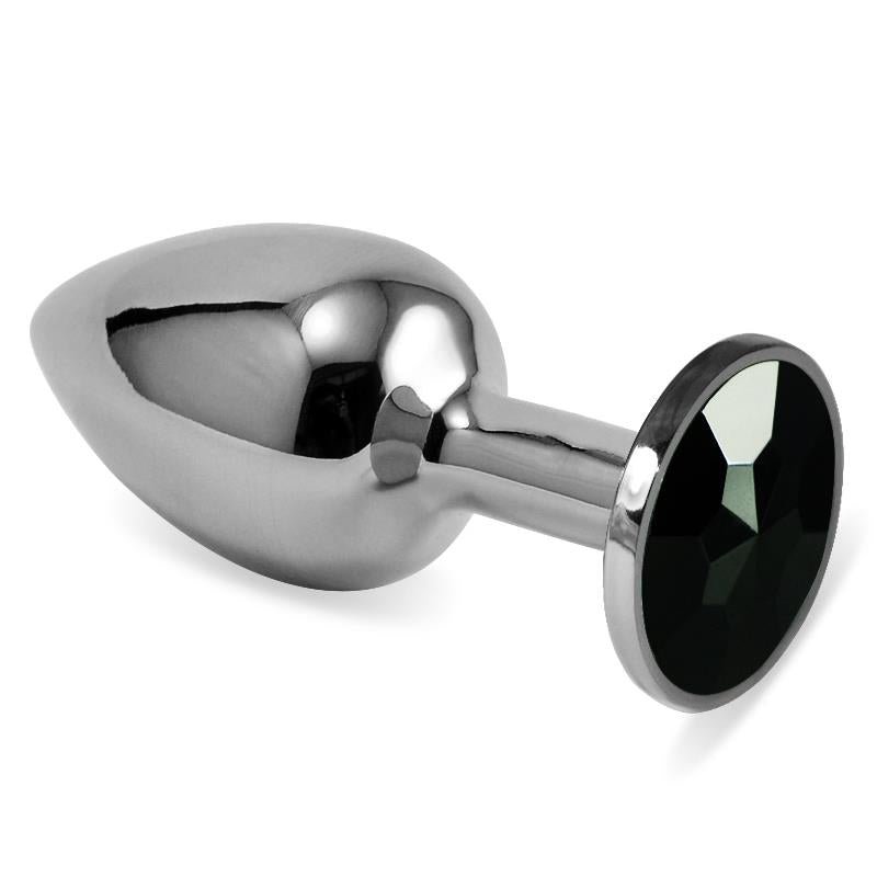 LOVETOY - BUTT PLUG SILVER ROSEBUD CLASSIC WITH BLACK JEWEL SIZE S