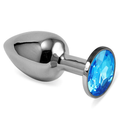 LOVETOY - BUTT PLUG SILVER ROSEBUD CLASSIC WITH BLUE JEWEL SIZE S