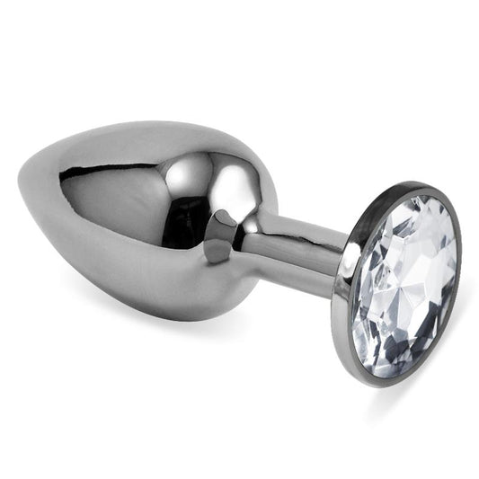 LOVETOY - BUTT PLUG SILVER ROSEBUD CLASSIC WITH CLEAR JEWEL SIZE S