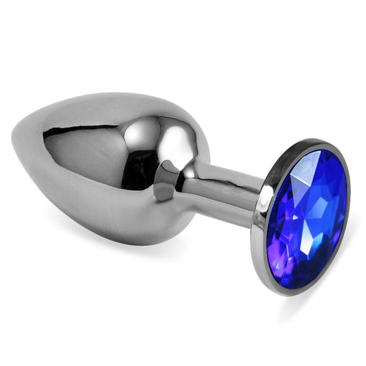 LOVETOY - BUTT PLUG SILVER ROSEBUD CLASSIC WITH DARKBLUE JEWEL SIZE S