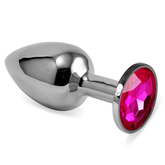 LOVETOY - BUTT PLUG SILVER ROSEBUD CLASSIC WITH FUCHSIA JEWEL SIZE S