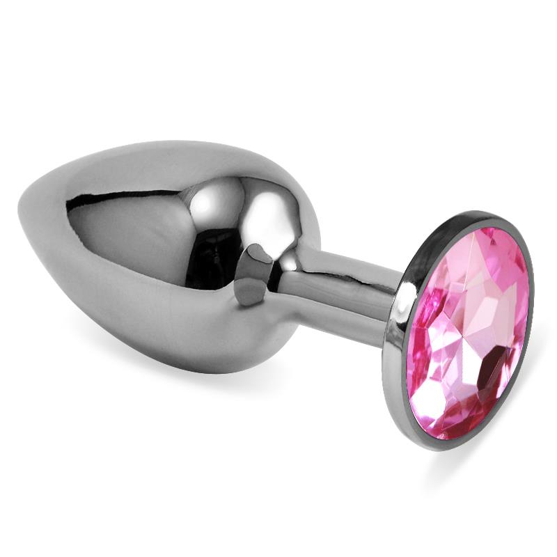 LOVETOY - BUTT PLUG SILVER ROSEBUD CLASSIC WITH PINK JEWEL SIZE S