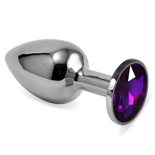 LOVETOY - BUTT PLUG SILVER ROSEBUD CLASSIC WITH PURPLE JEWEL SIZE S