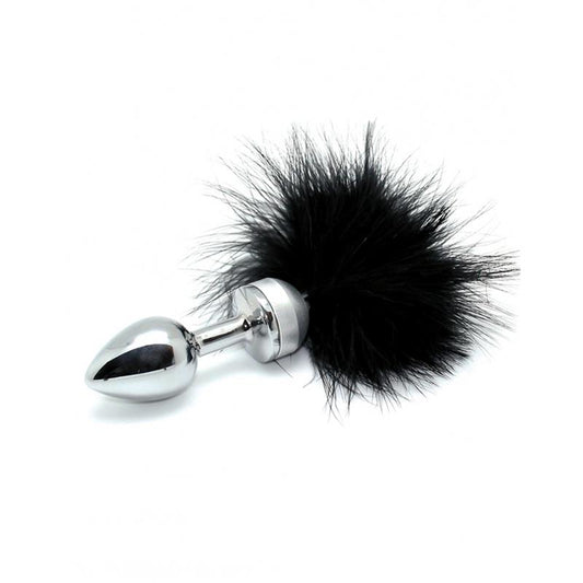 BONDAGE PLAY - BUTT PLUG SMAL WITH BLACK FEATHER