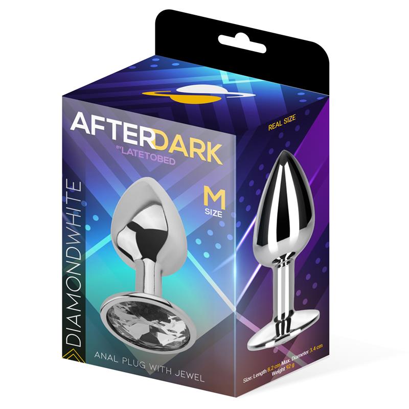 AFTERDARK - BUTT PLUG WITH JEWEL DIAMOND WHITE SIZE M ALUMINIUM