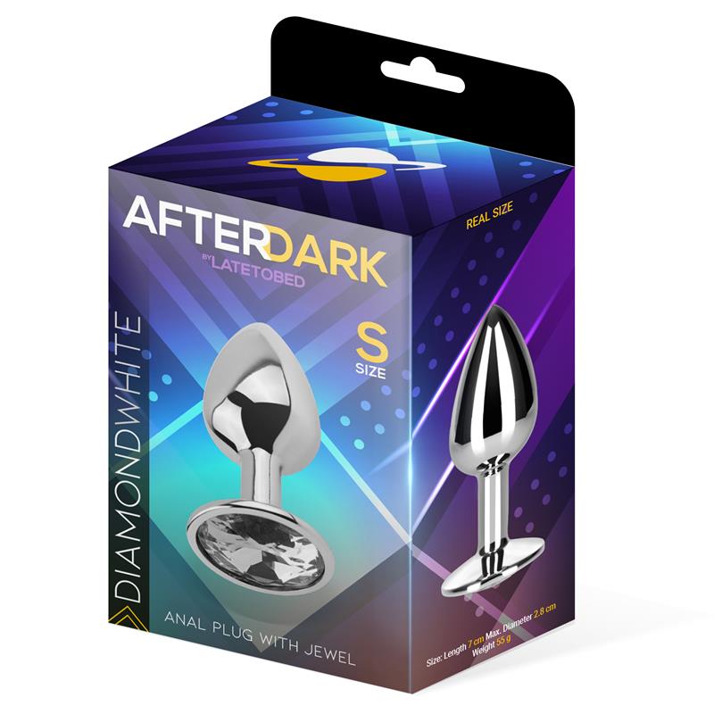 AFTERDARK - BUTT PLUG WITH JEWEL DIAMOND WHITE SIZE S ALUMINIUM
