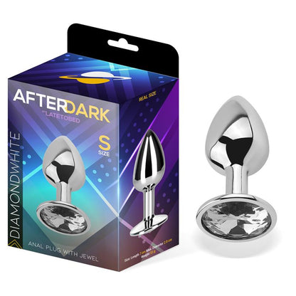 AFTERDARK - BUTT PLUG WITH JEWEL DIAMOND WHITE SIZE S ALUMINIUM