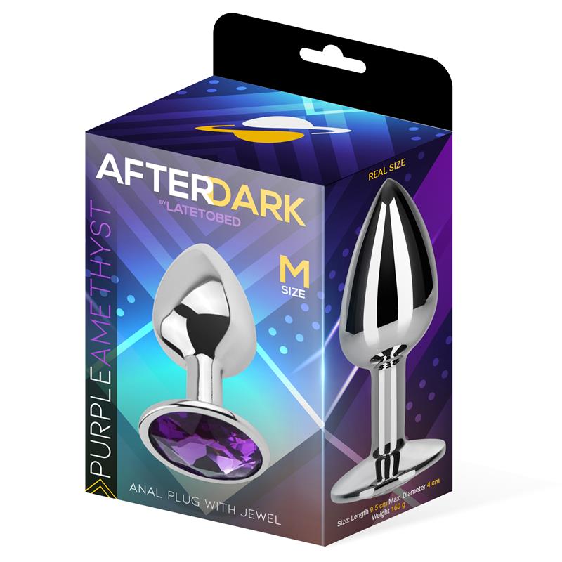 AFTERDARK - BUTT PLUG WITH JEWEL PURPLE AMETHYST SIZE M ALUMINIUM