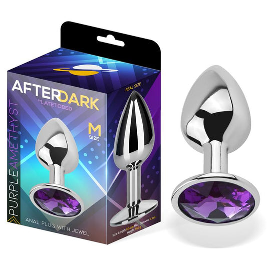 AFTERDARK - BUTT PLUG WITH JEWEL PURPLE AMETHYST SIZE M ALUMINIUM