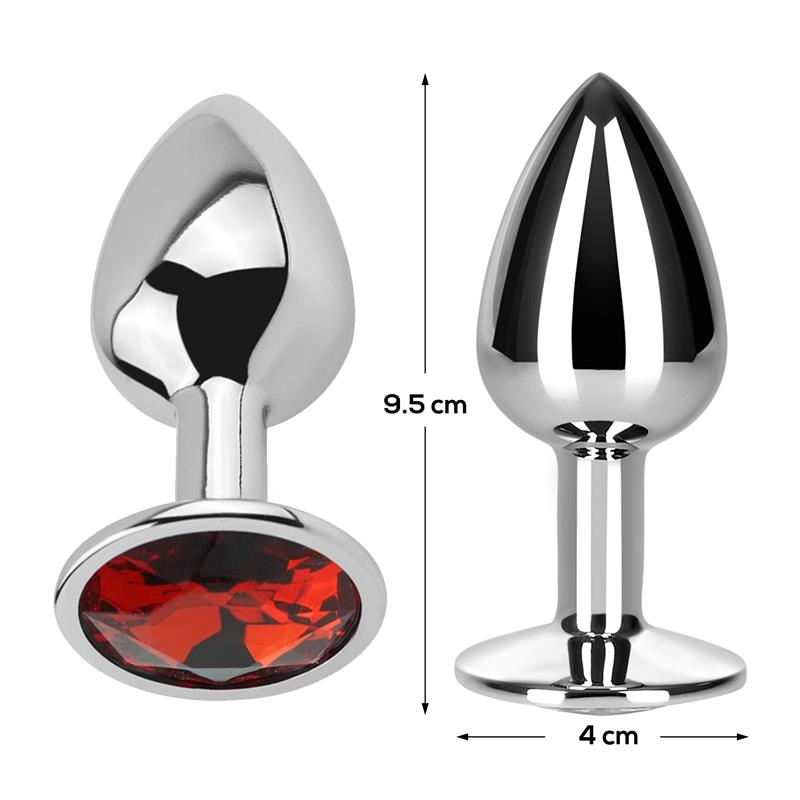 AFTERDARK - BUTT PLUG WITH JEWEL RED RUBBY SIZE L ALUMINIUM