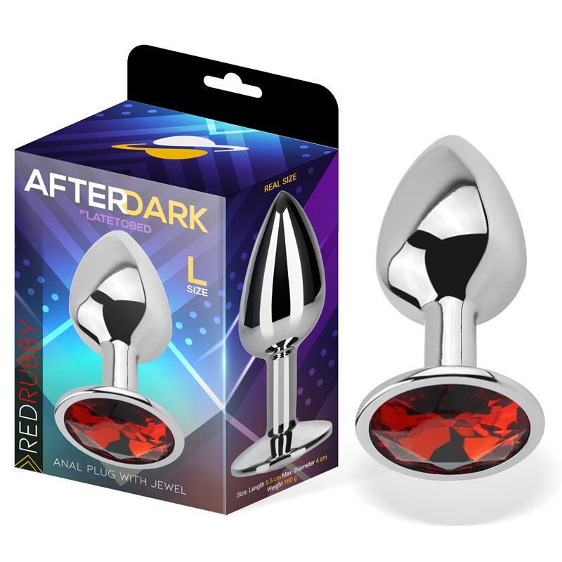AFTERDARK - BUTT PLUG WITH JEWEL RED RUBBY SIZE L ALUMINIUM