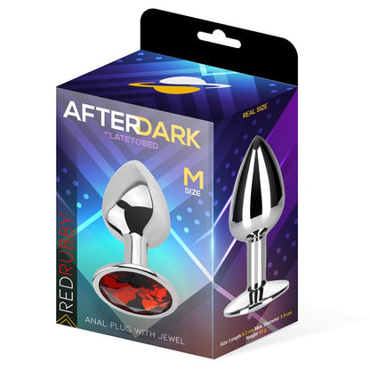 AFTERDARK - BUTT PLUG WITH JEWEL RED RUBBY SIZE M ALUMINIUM