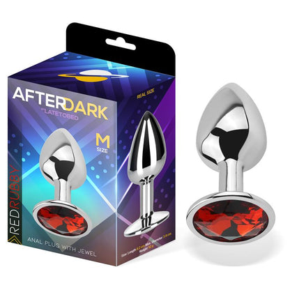 AFTERDARK - BUTT PLUG WITH JEWEL RED RUBBY SIZE M ALUMINIUM