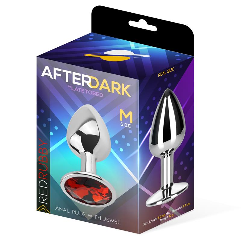 AFTERDARK - BUTT PLUG WITH JEWEL RED RUBBY SIZE M ALUMINIUM