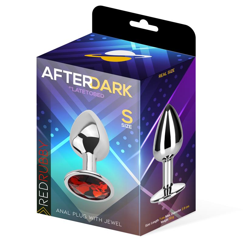 AFTERDARK - BUTT PLUG WITH JEWEL RED RUBBY SIZE S ALUMINIUM