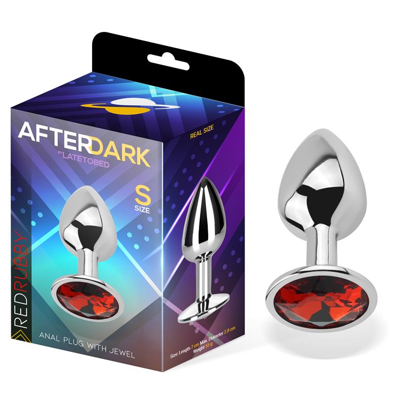 AFTERDARK - BUTT PLUG WITH JEWEL RED RUBBY SIZE S ALUMINIUM