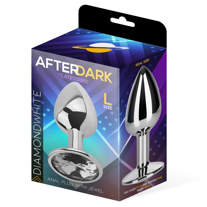 AFTERDARK - BUTT PLUG WITH JEWEL WHITE DIAMOND WHITE SIZE L ALUMINIUM