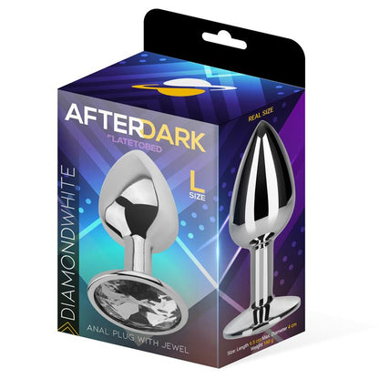 AFTERDARK - BUTT PLUG WITH JEWEL WHITE DIAMOND WHITE SIZE L ALUMINIUM