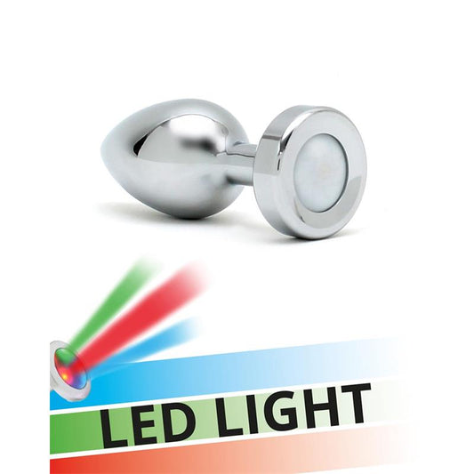 BONDAGE PLAY - BUTT PLUG WITH LED LIGHTS PISA SILVER