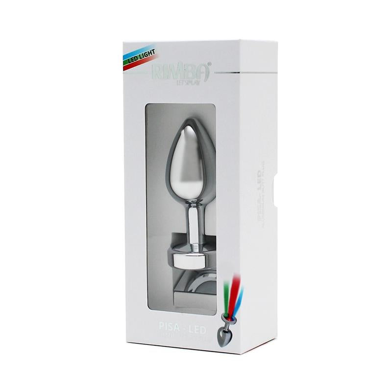 BONDAGE PLAY - BUTT PLUG WITH LED LIGHTS PISA SILVER