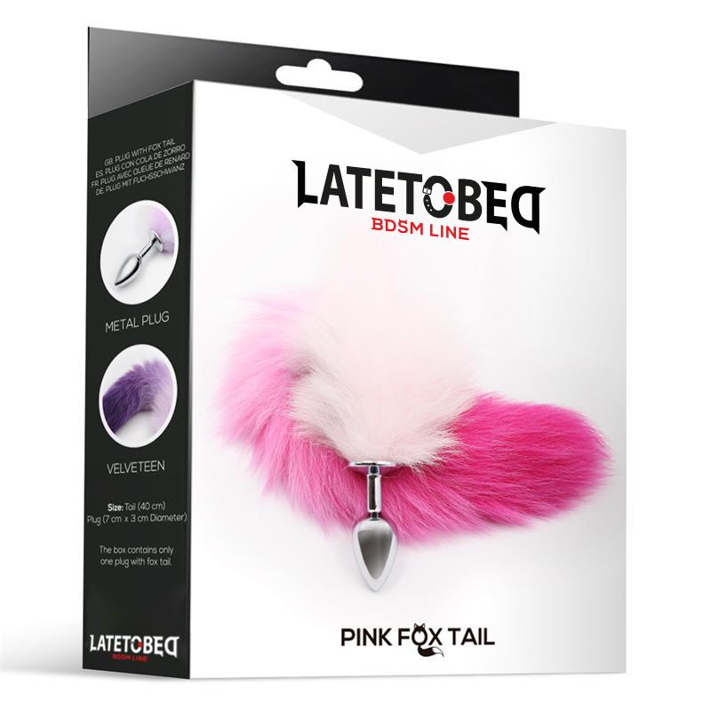 LATETOBED BDSM LINE - BUTT PLUG WITH PINK AND WHITE TAIL SIZE S
