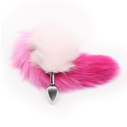 LATETOBED BDSM LINE - BUTT PLUG WITH PINK AND WHITE TAIL SIZE S
